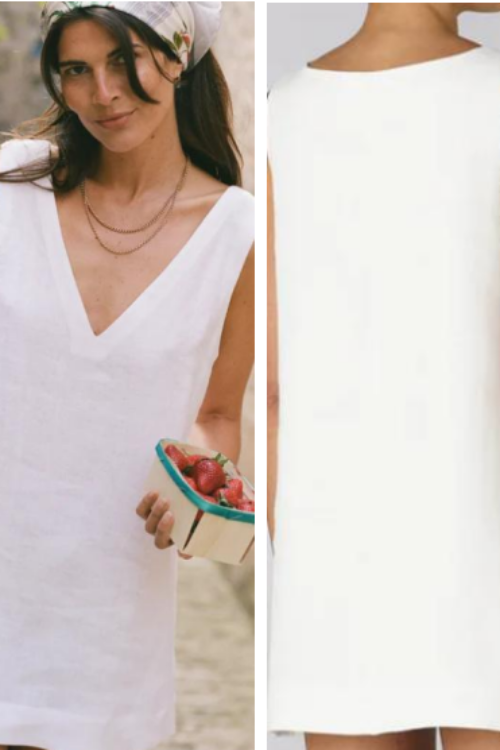 Effortless White Sleeveless V-Neck Shift Dress