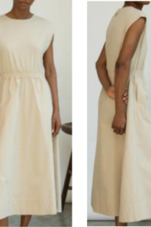 Luxury 100% Pure Linen Off-White Midi Dress | Sophisticated Sleeveless Summer Dress