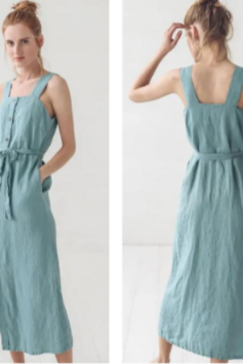 Amaari London Women’s Textured Ribbed Sleeveless Midi Dress – Sage Green