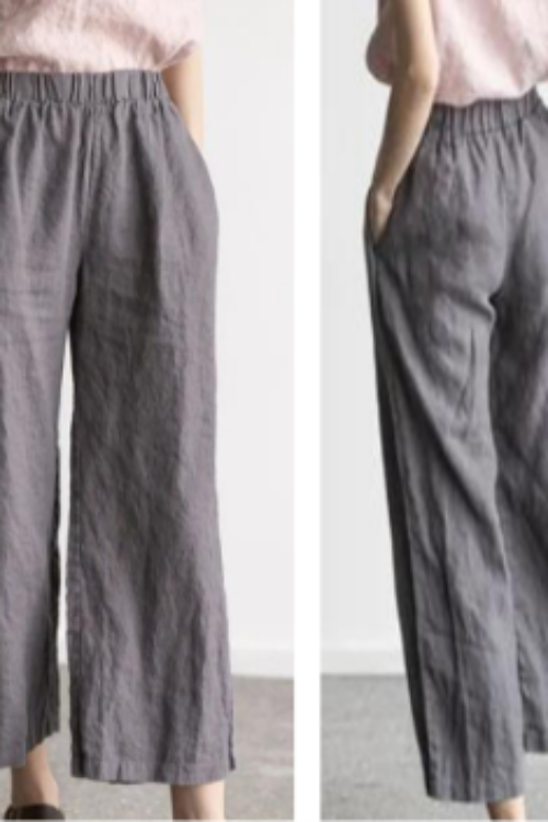 Soft Charcoal 100% Pure Linen Pants | Breezy Wide Leg Summer Trousers