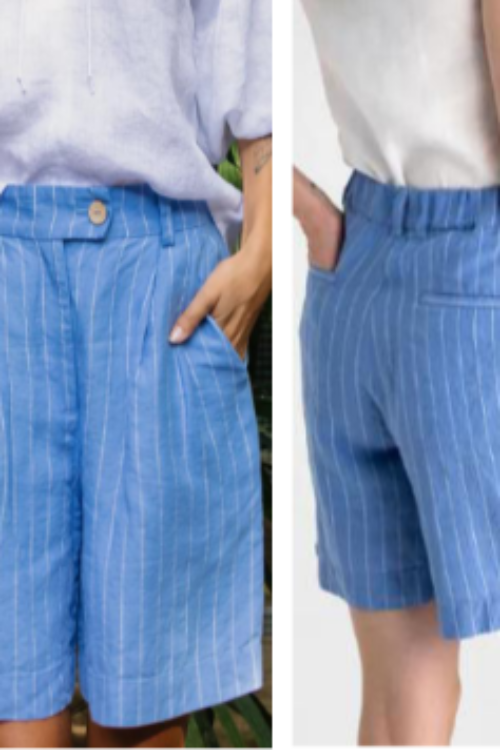 Premium 100% Pure Linen Striped Shorts | Casual Wide Leg Summer Shorts