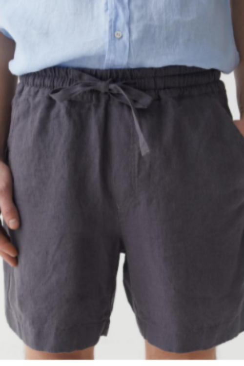 Premium 100% Pure Linen Charcoal Shorts | Men’s Casual Drawstring Summer Shorts
