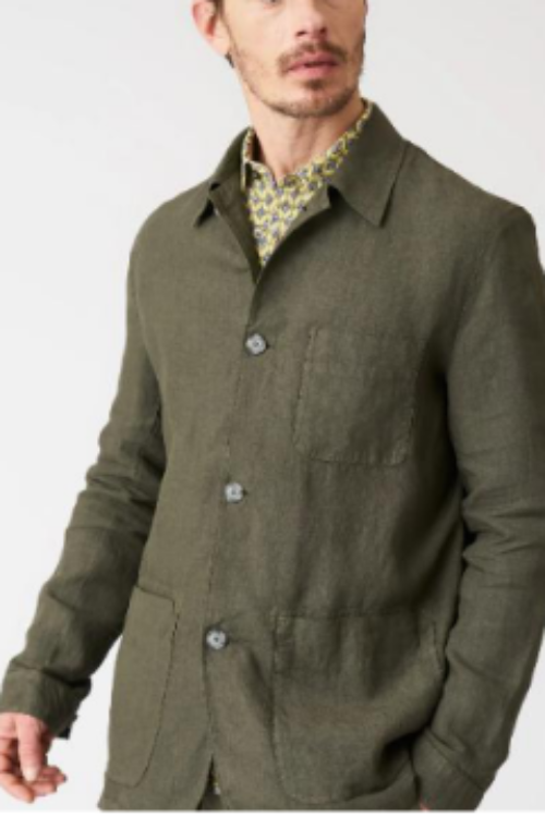 Luxury 100% Pure Linen Jacket | Men’s Elegant Lightweight Casual Overshirt