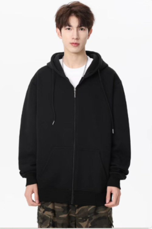 Premium Black Zip-Up Hoodie Jacket | Men’s Casual Lightweight Outerwear