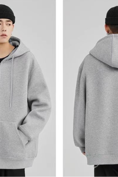 Luxury Grey Zip-Up Hoodie Jacket | Men’s Elegant Lightweight Casual Outerwear