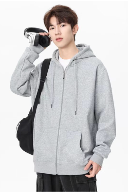 Premium Grey Zip-Up Hoodie Jacket | Men’s Casual Urban Lightweight Outerwear