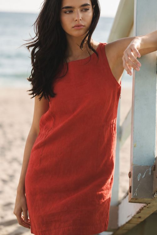 Women’s Sleeveless Linen Cotton Shift Dress