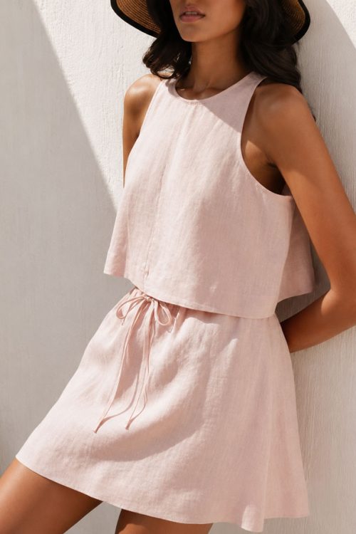 Women’s 100% Linen Sleeveless Button Front Top