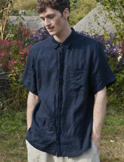 Linen Short Sleeve Button-Up Shirt