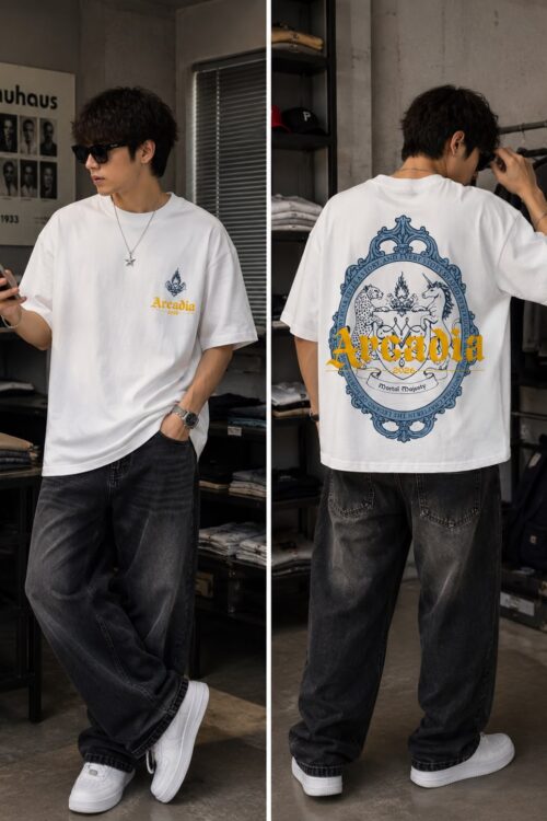 Amaari London Men’s Arcadia Graphic Oversized T-Shirt – White
